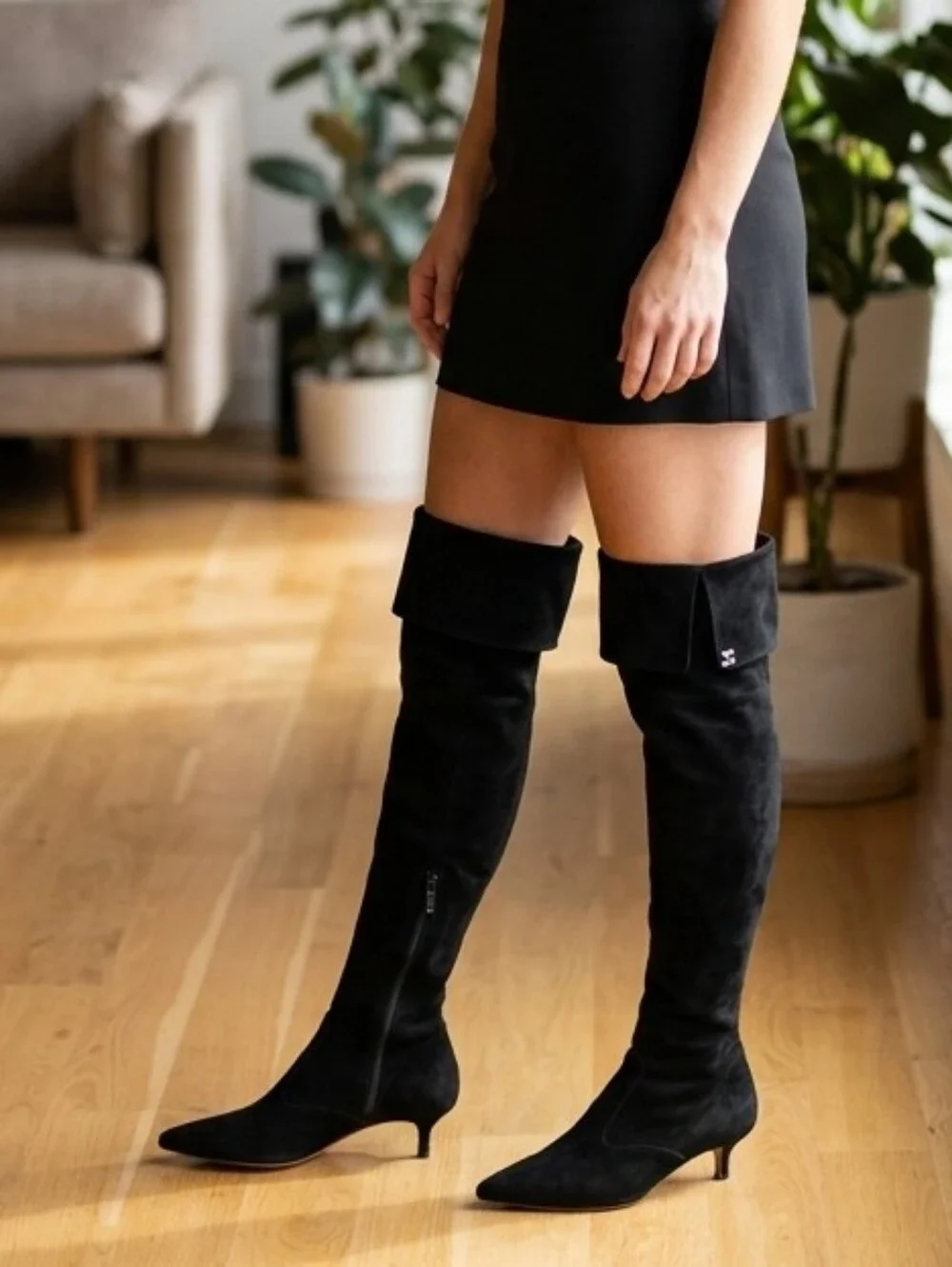 Tory Burch Elizabeth Black Suede Over The Knee Boots Size 7